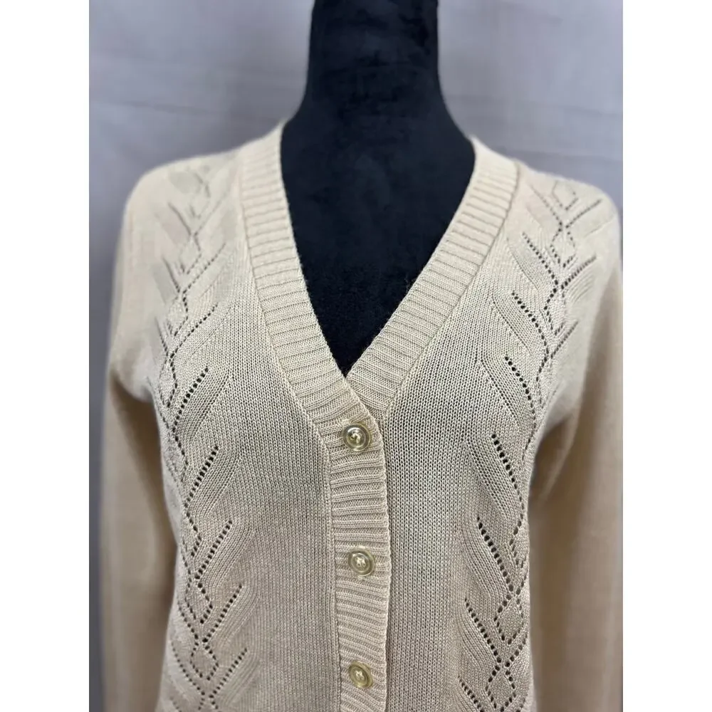 Sidney Gould Vintage Granny Long Sleeve Crochet Knit Button Cardigan Sweater - Picture 2 of 6